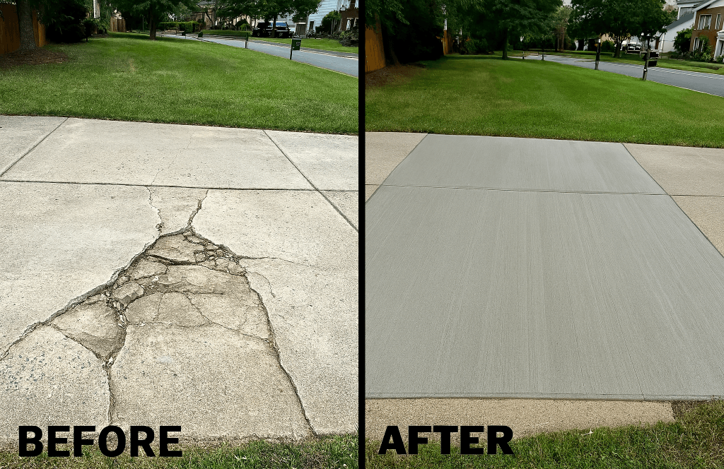 Driveway repair Charlotte project completed by Busy Beaver Handyman Services