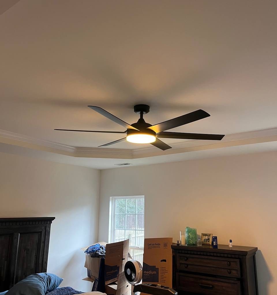 Finished professional ceiling fan installation in Charlotte NC by Busy Beaver Handyman Services