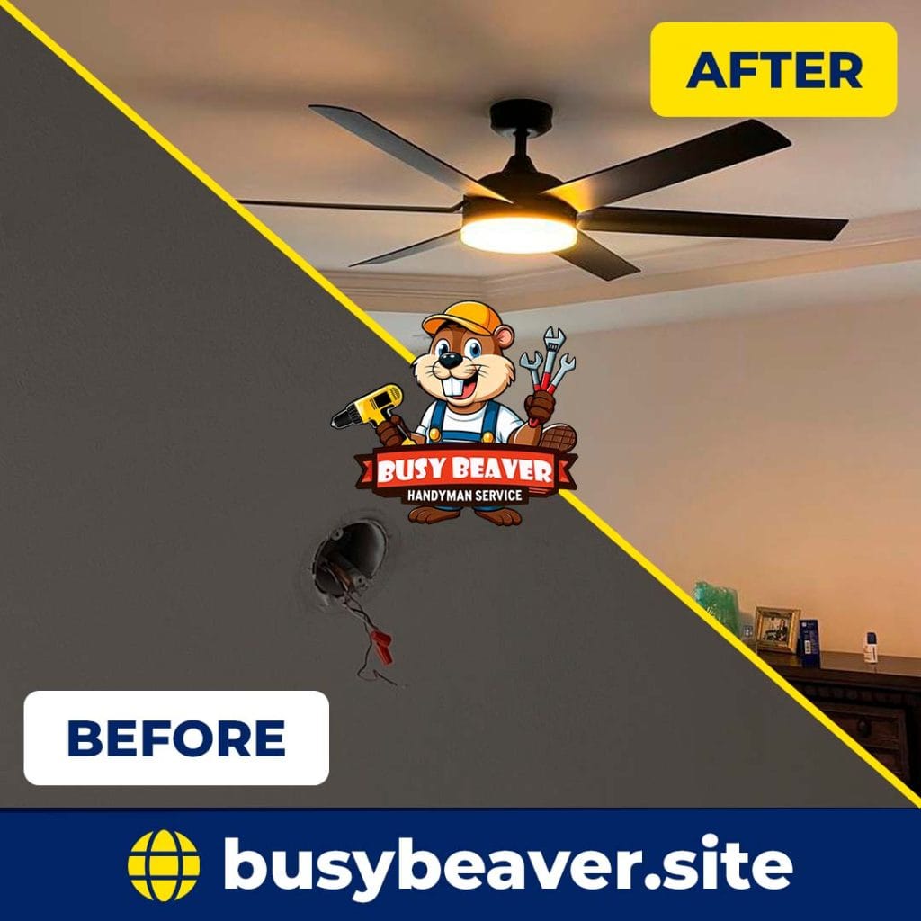 Ceiling fan installation before and after