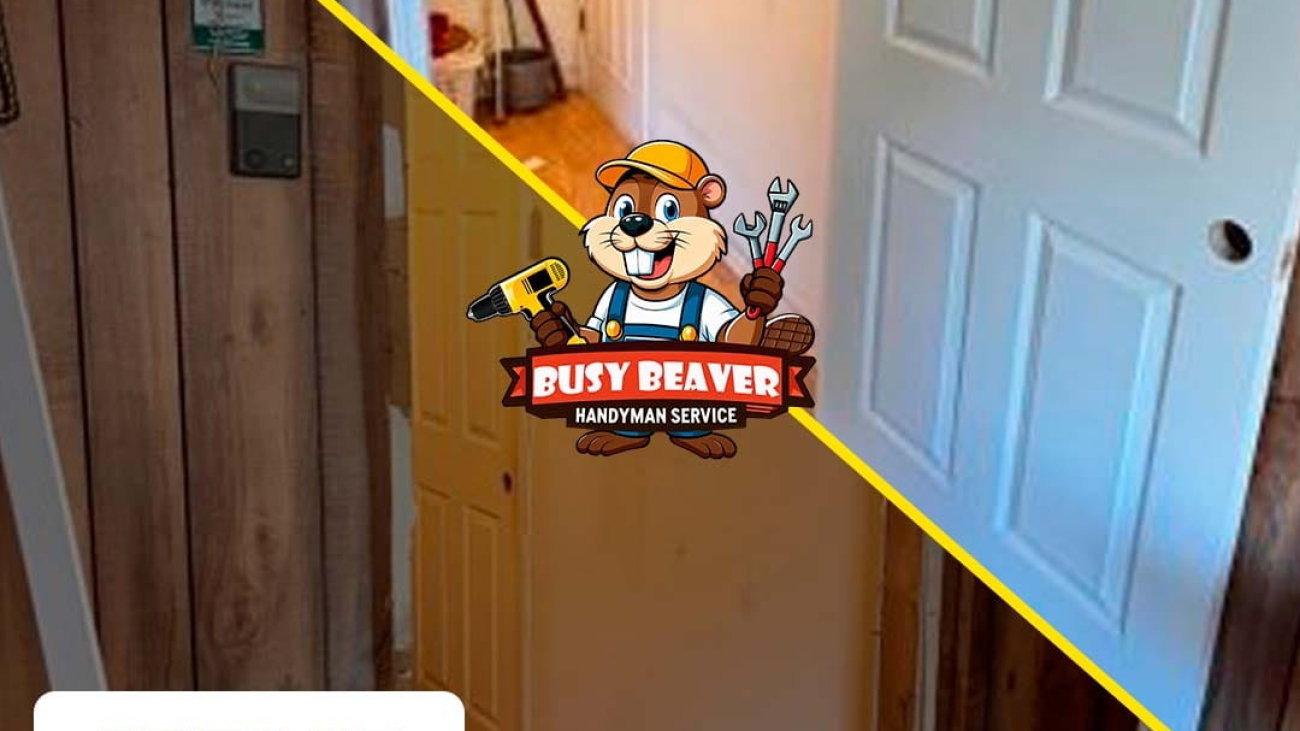 Professional door repair in Charlotte NC: Before and after busy beaver services for charlotte doors.