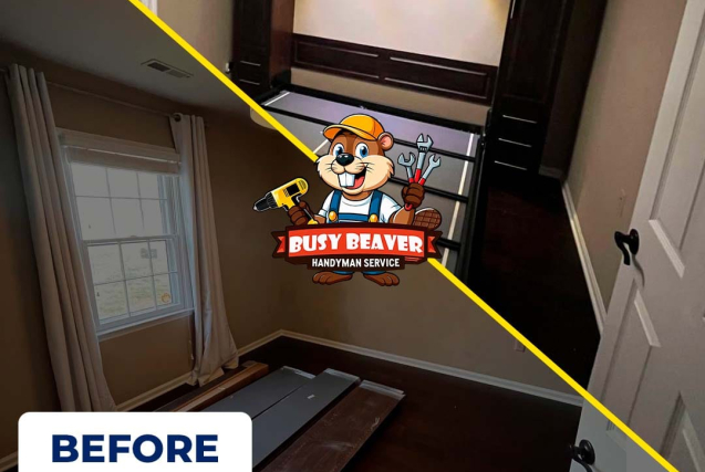 Professional ceiling fan installation in a Charlotte NC home by Busy Beaver Handyman Services.