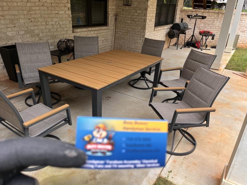 Patio dining set with six chairs